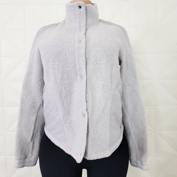 Lululemon Women's Heathered Ceramic Go Cozy Sherpa Fleece Basic Jacket Size 8 - Picture 2 of 11